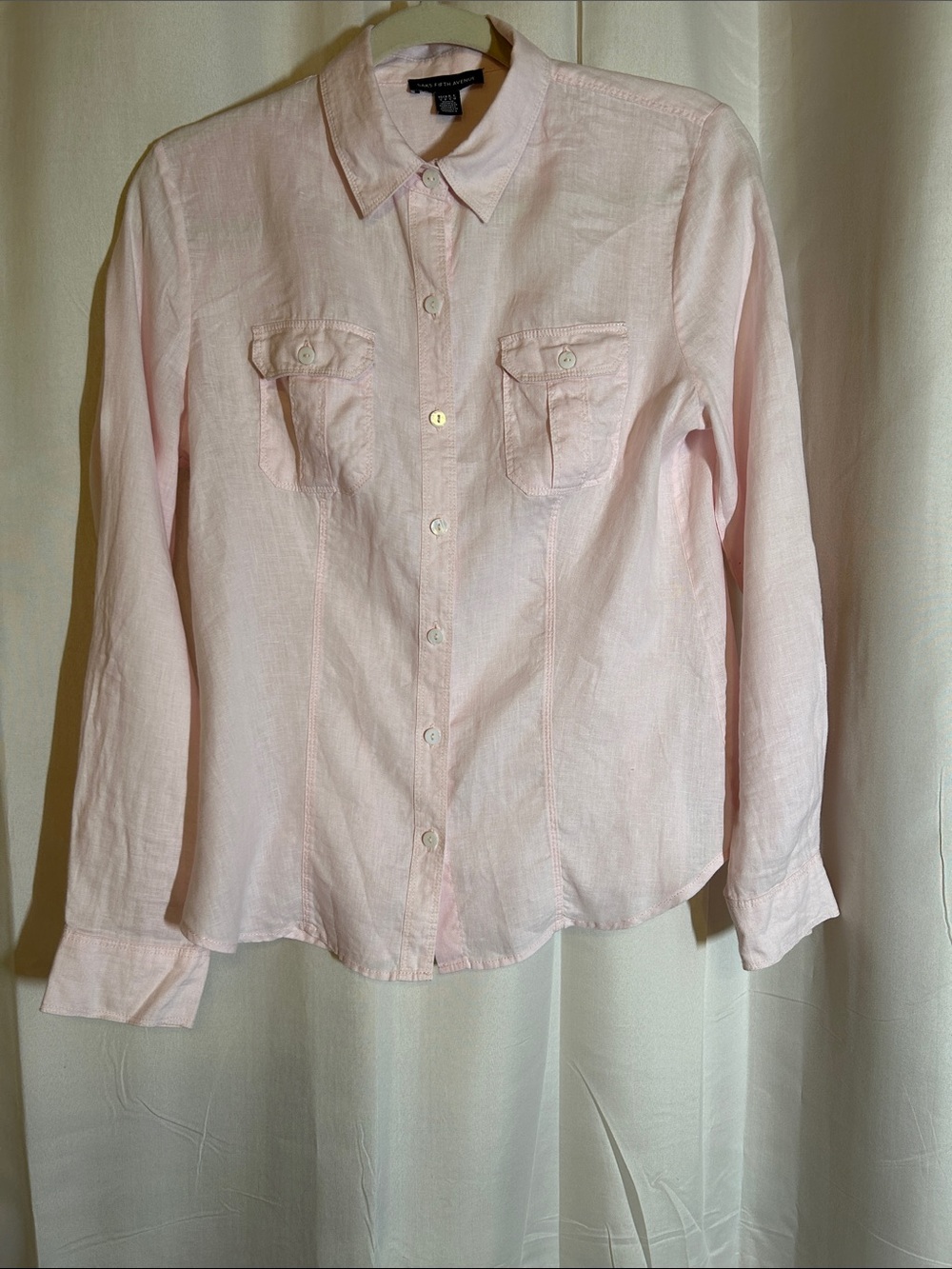 Saks Fifth Avenue Pale Pink Linen Button-Down Shirt